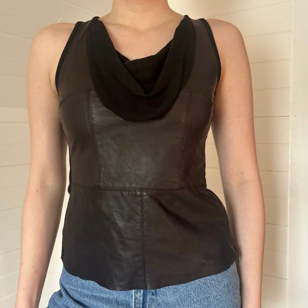 Genuine leather y2k sleeveless Drew top